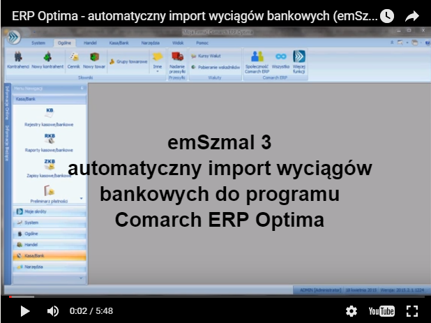 automatyczny import wyciągów ERP Optima